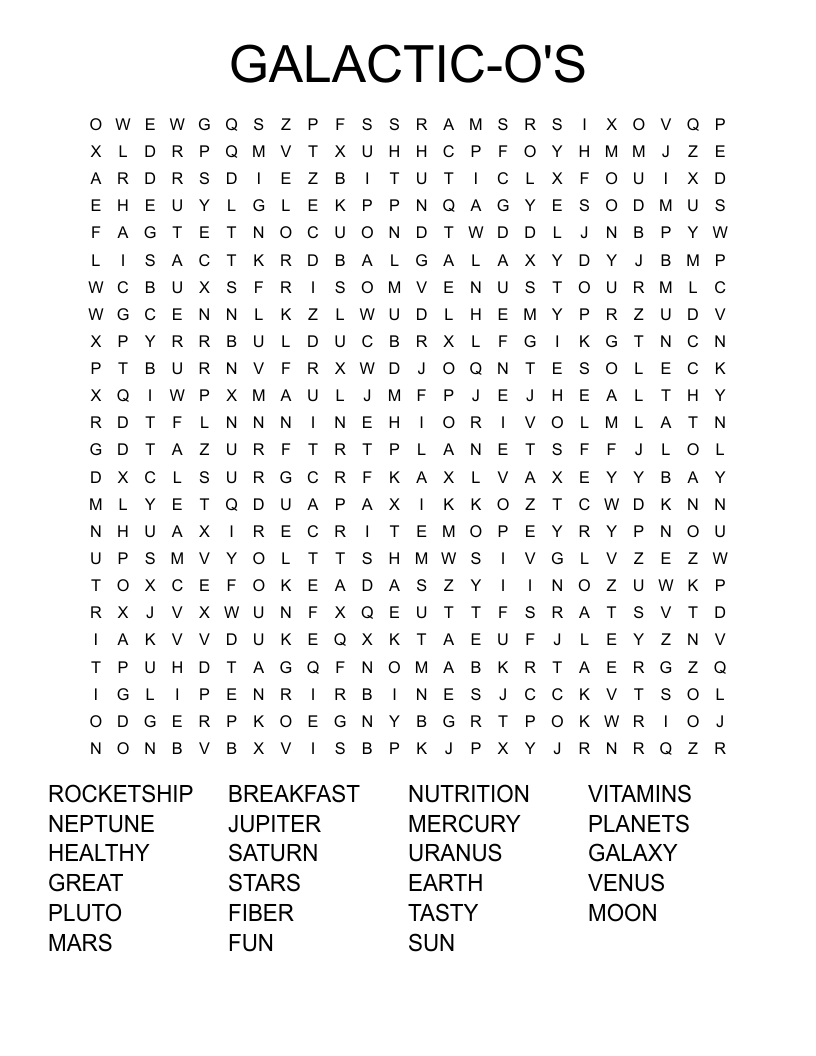 GALACTIC-O'S Word Search