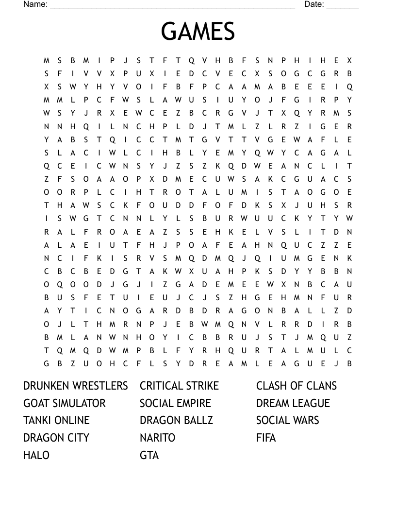 GAMES Word Search