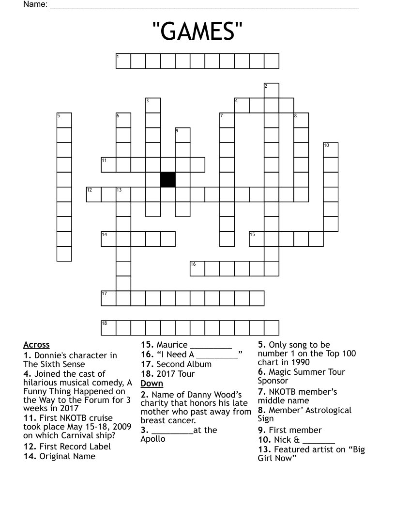 "GAMES" Crossword