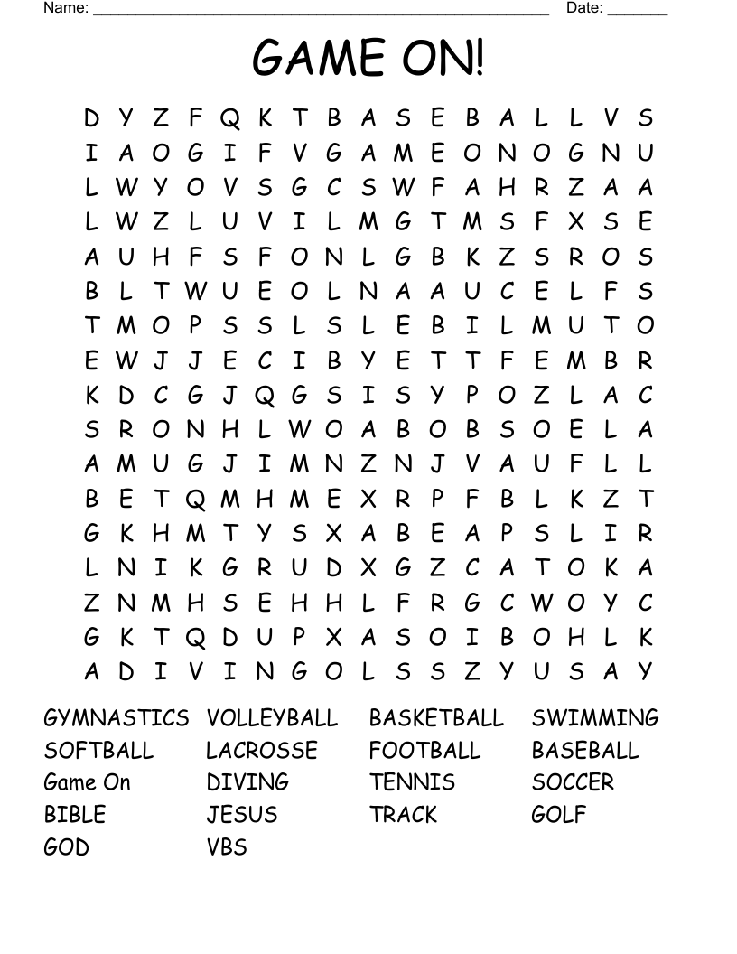 GAME ON! Word Search