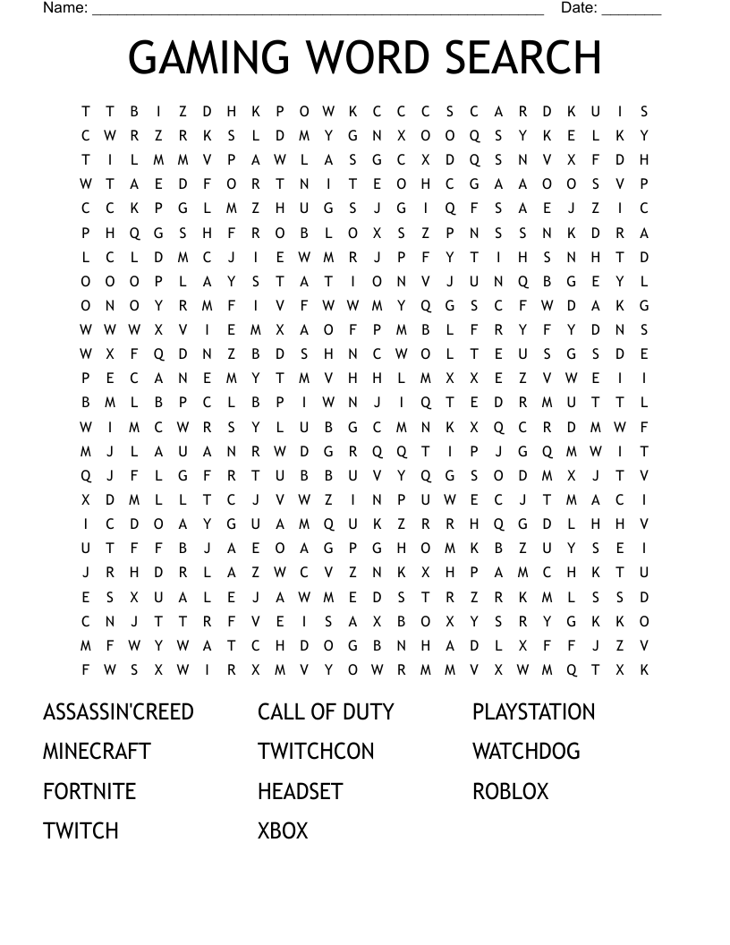 GAMING WORD SEARCH 