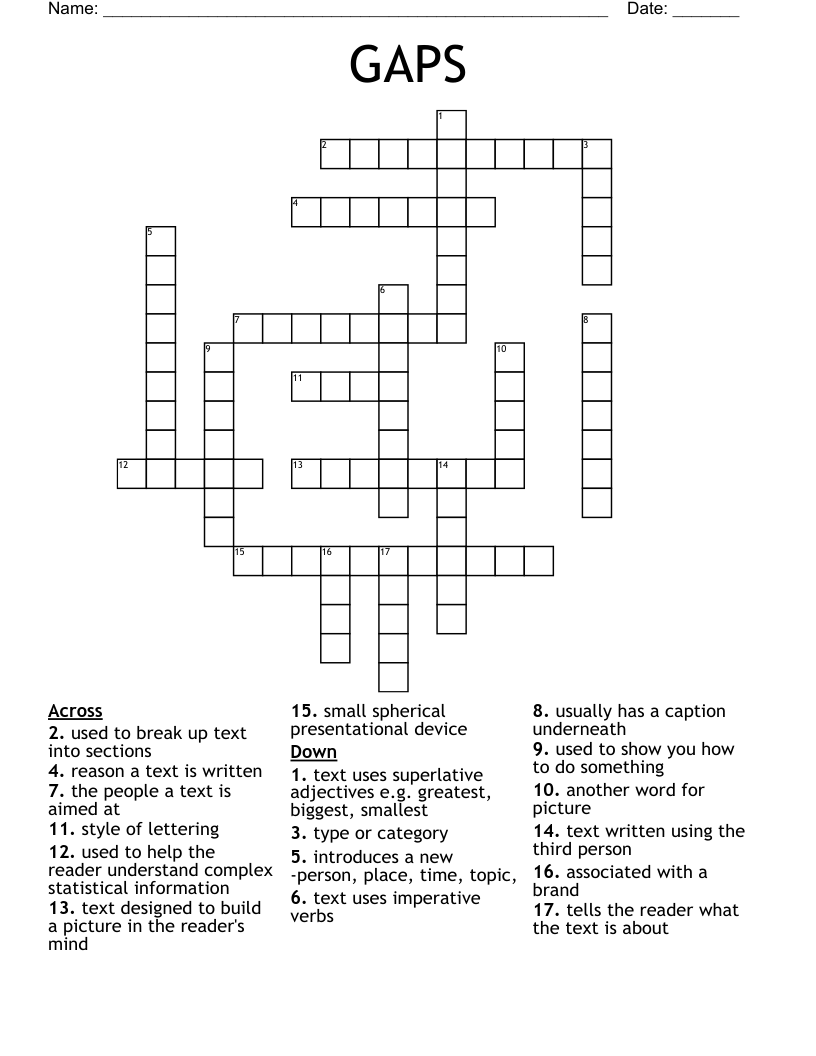 GAPS Crossword