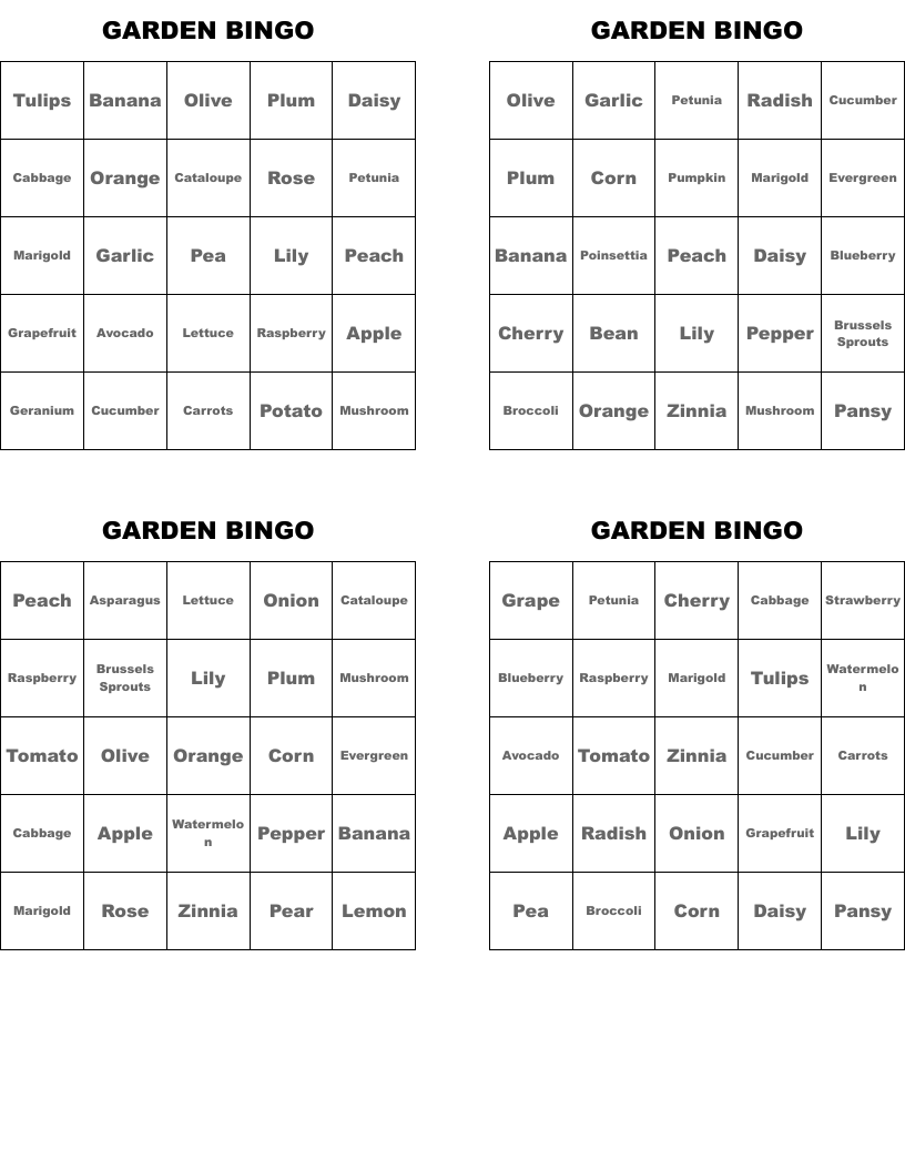 GARDEN BINGO