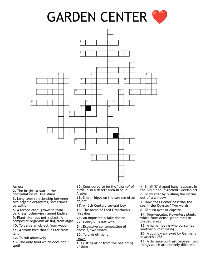 GARDEN CENTER ❤️ Crossword