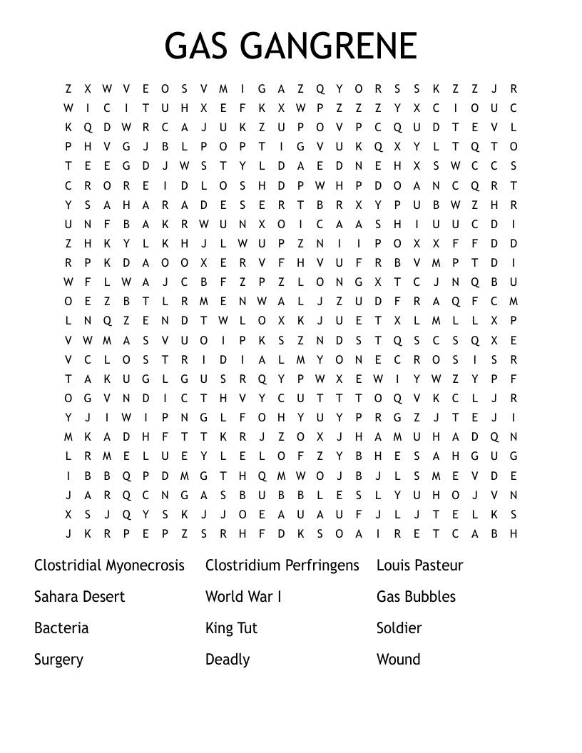 GAS GANGRENE Word Search