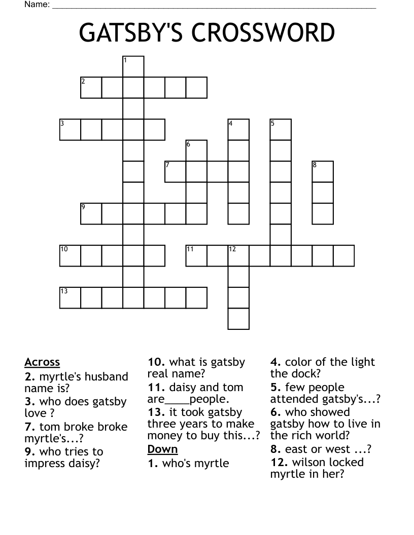 GATSBY'S CROSSWORD 