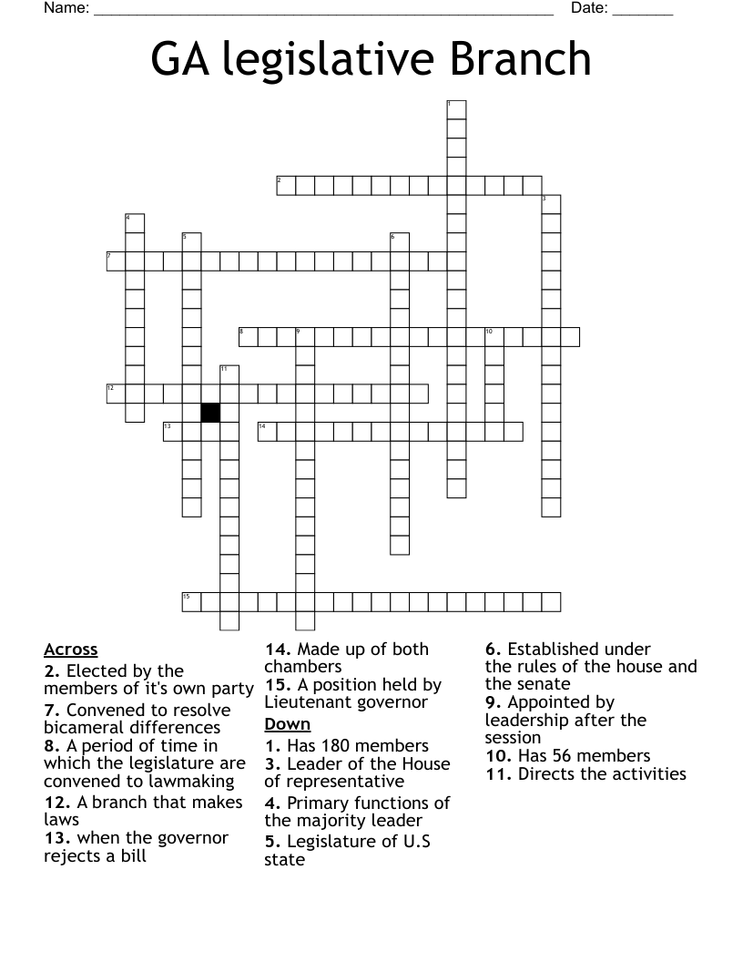 GA legislative Branch  Crossword