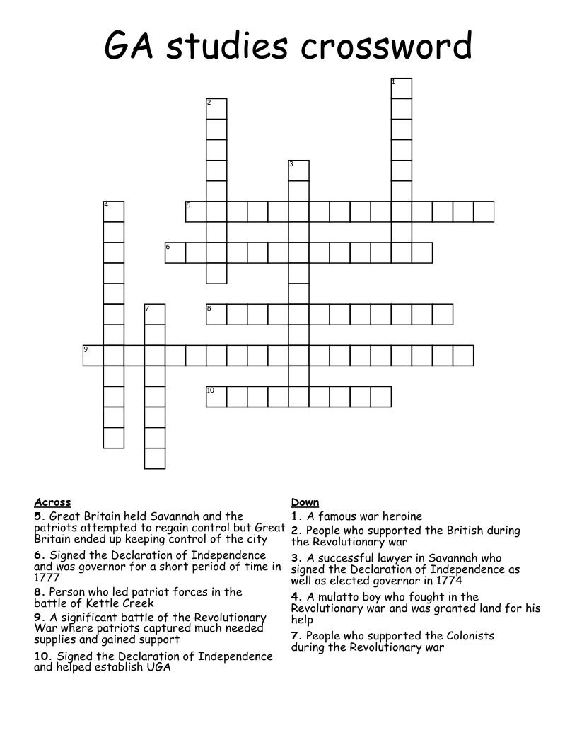 GA studies crossword