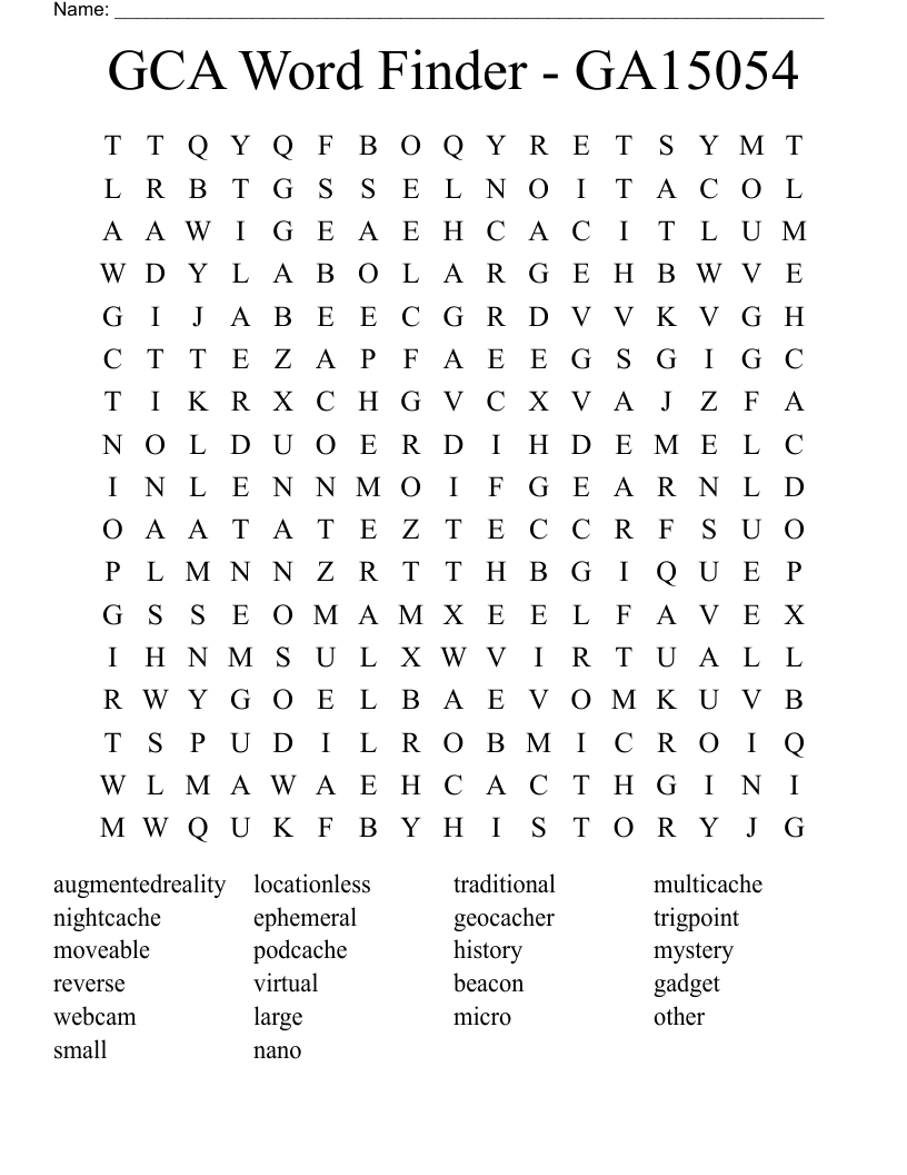GCA Word Finder - GA15054 Word Search
