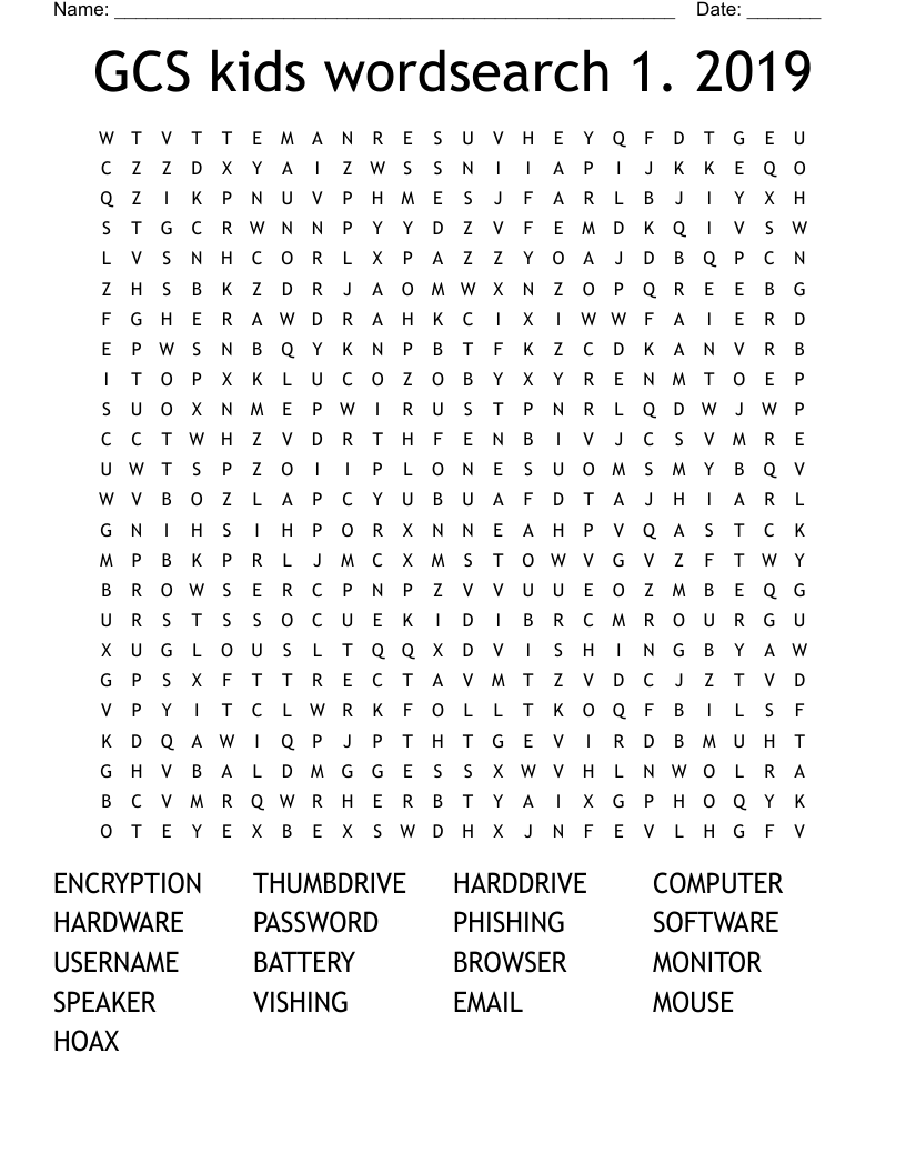 GCS kids wordsearch 1. 2019