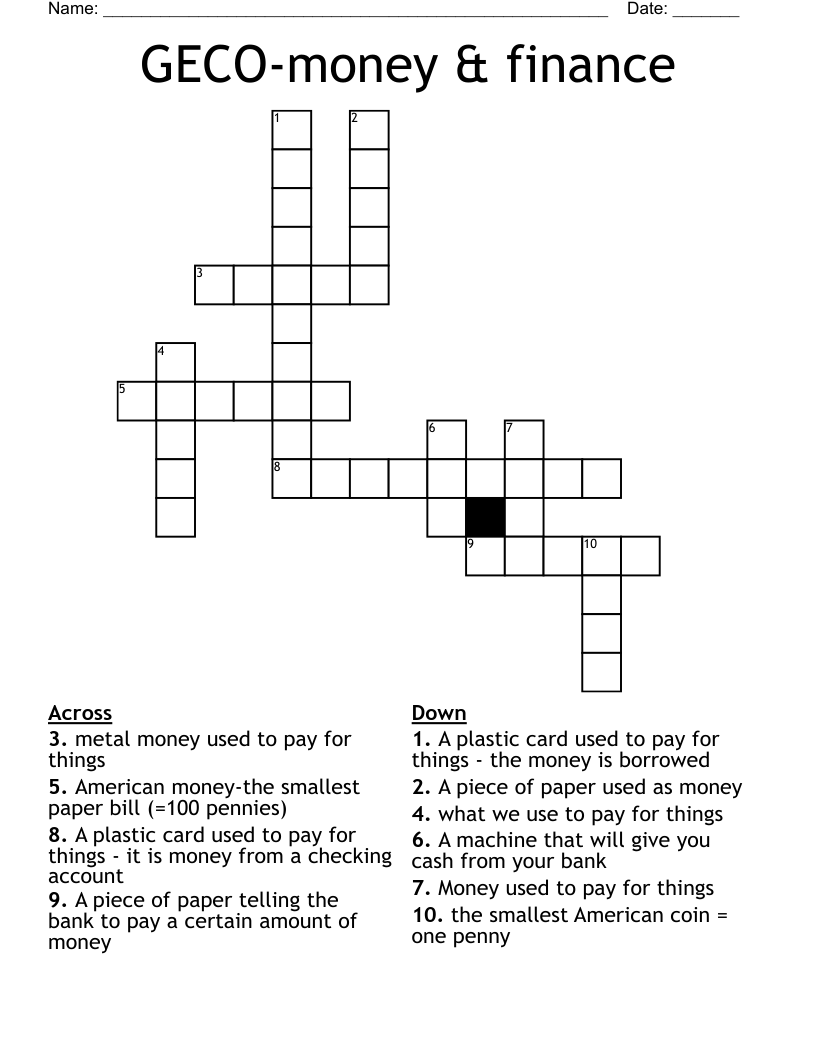 GECO-money & finance Crossword