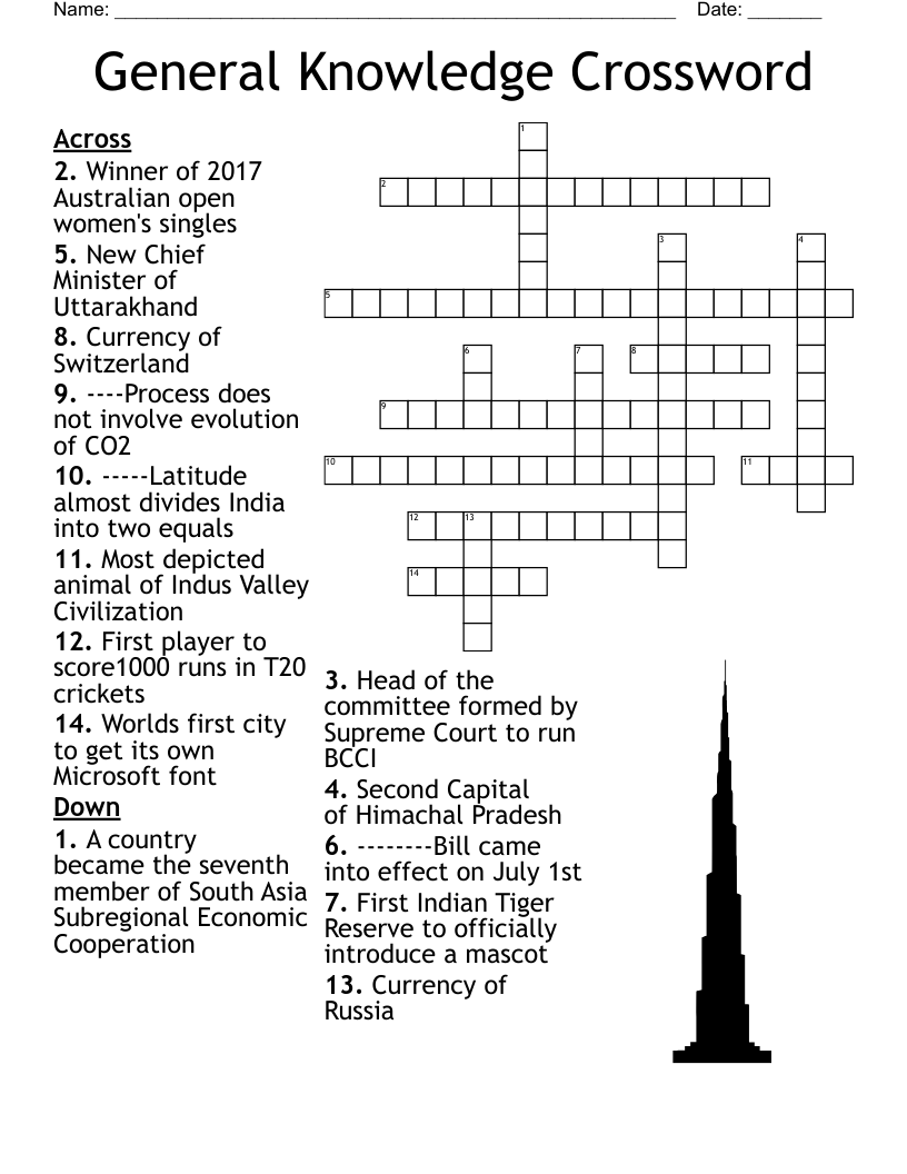 General Knowledge Crossword
