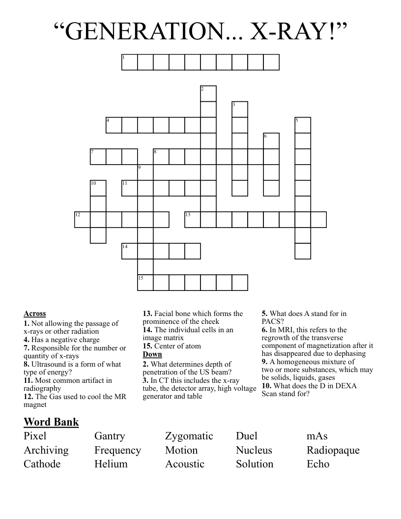 “GENERATION... X-RAY!” Crossword