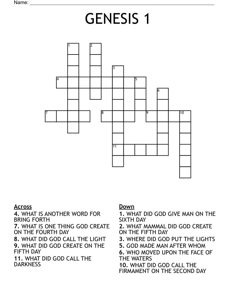 GENESIS 1 Crossword