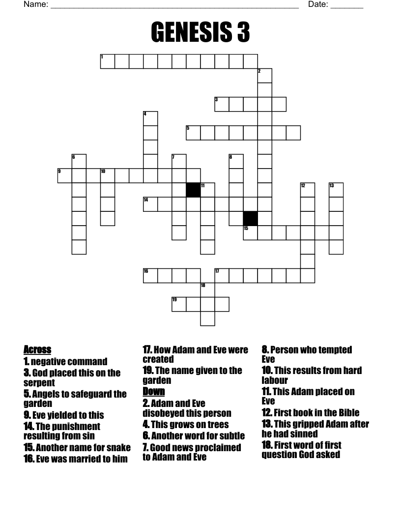 GENESIS 3 Crossword