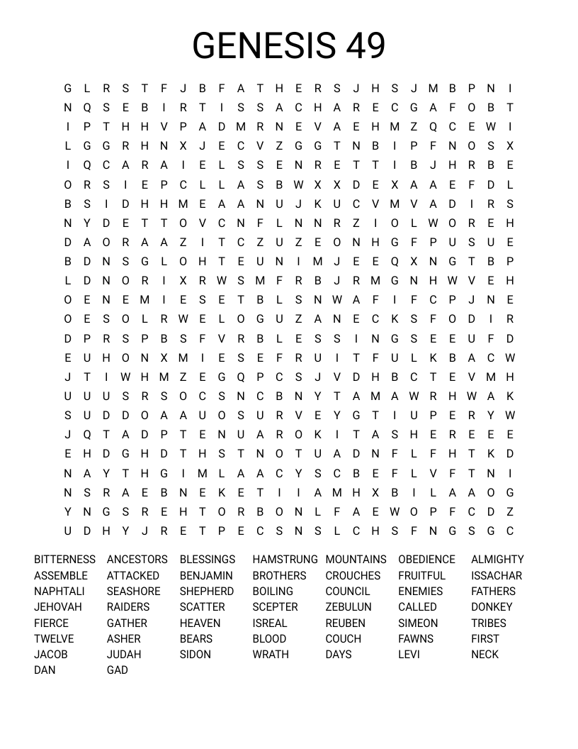 GENESIS 49 Word Search
