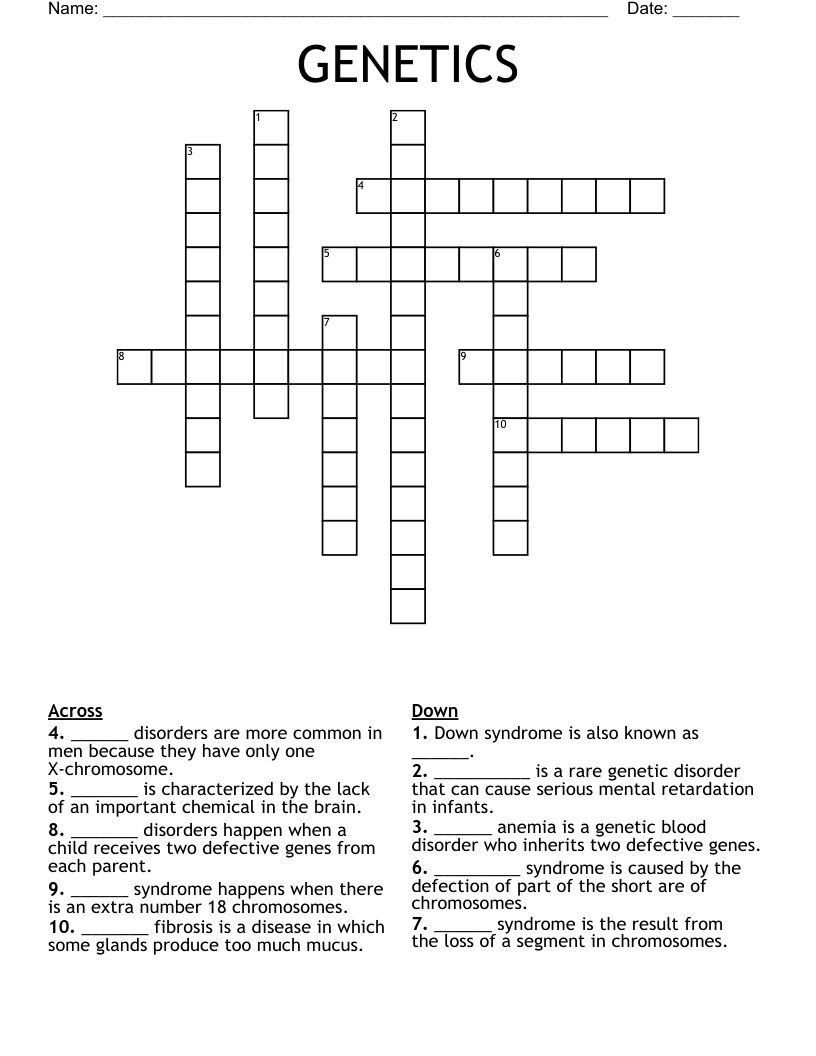 GENETICS Crossword
