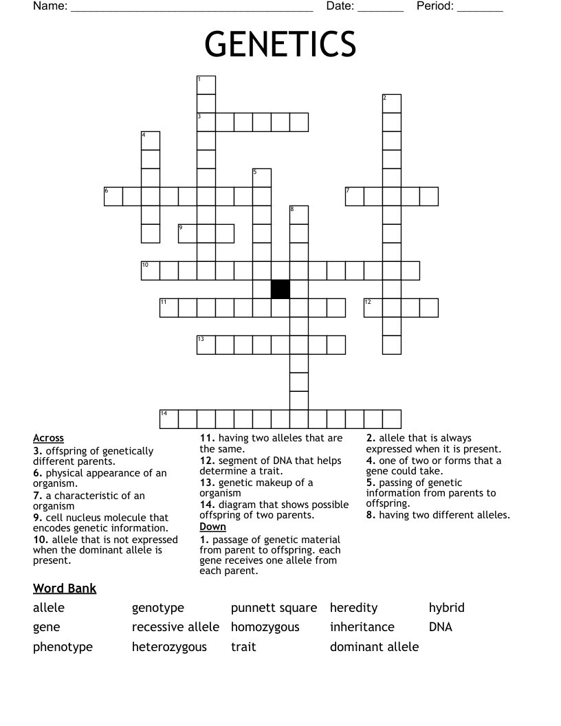 GENETICS Crossword