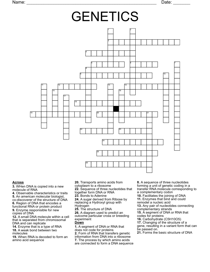 GENETICS Crossword