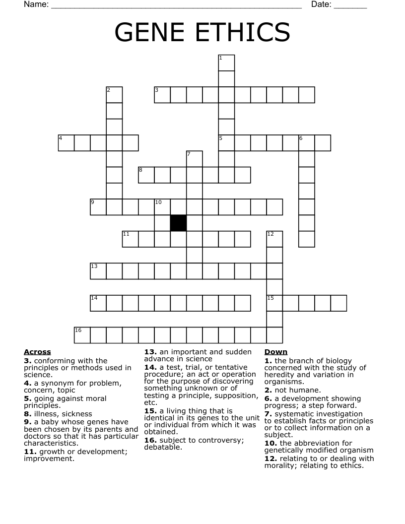 GENE ETHICS Crossword