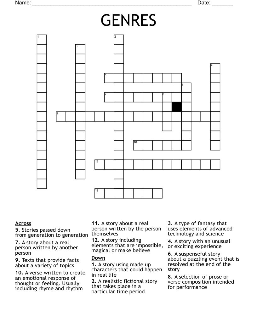 GENRES Crossword
