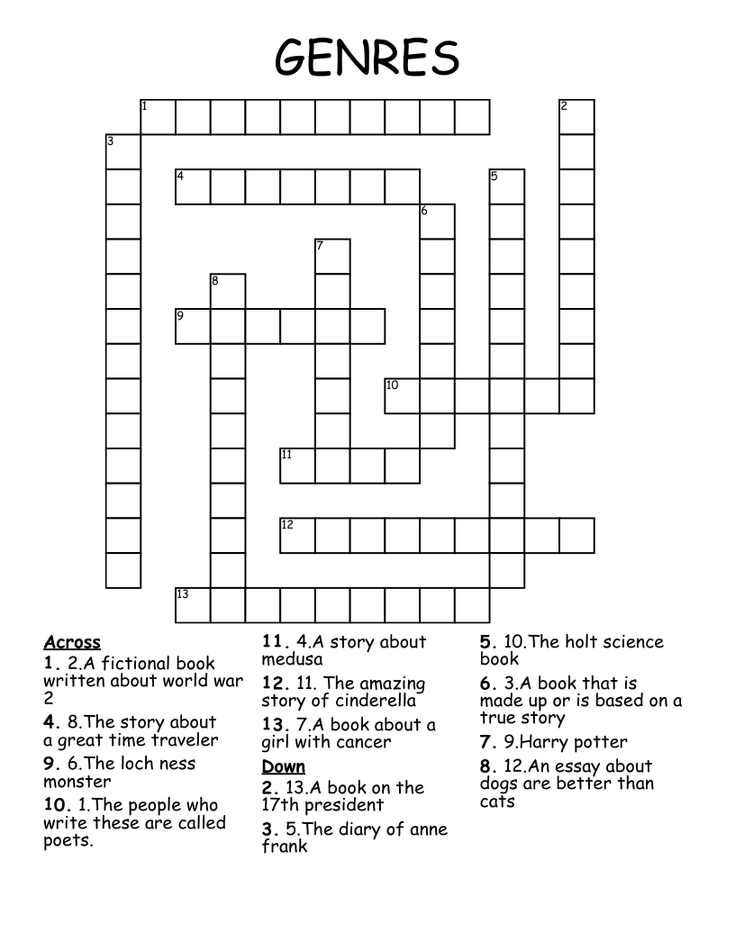 GENRES Crossword