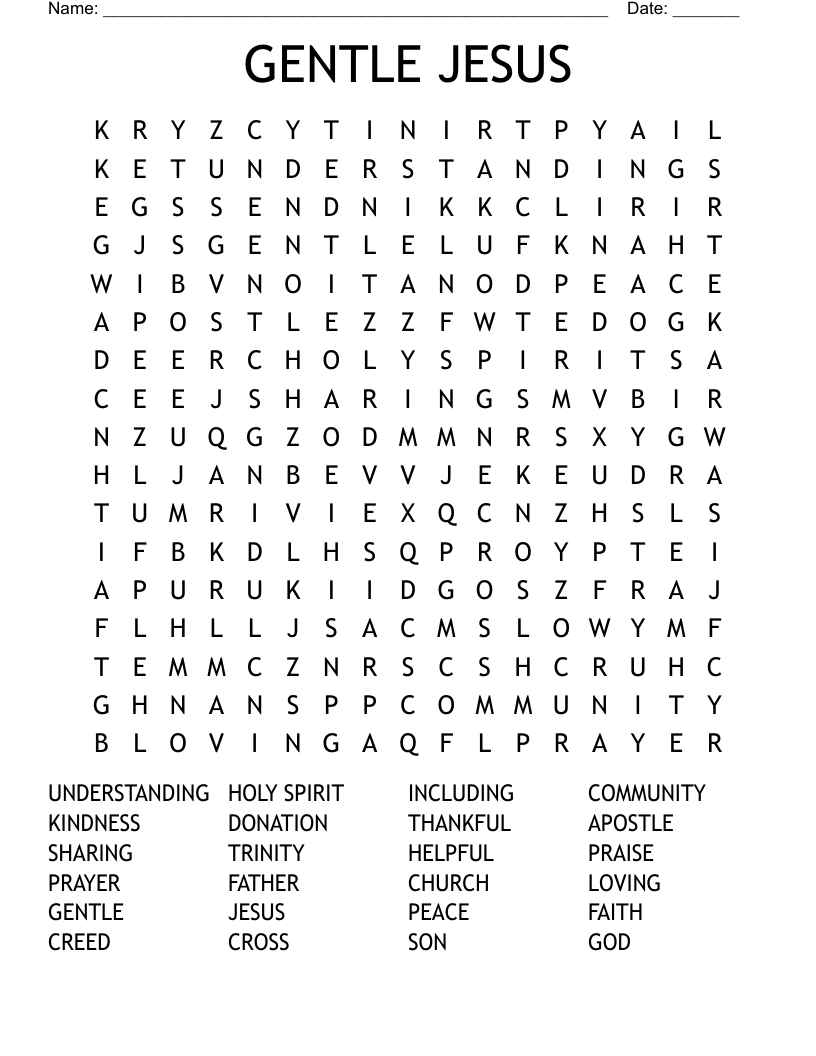 GENTLE JESUS Word Search
