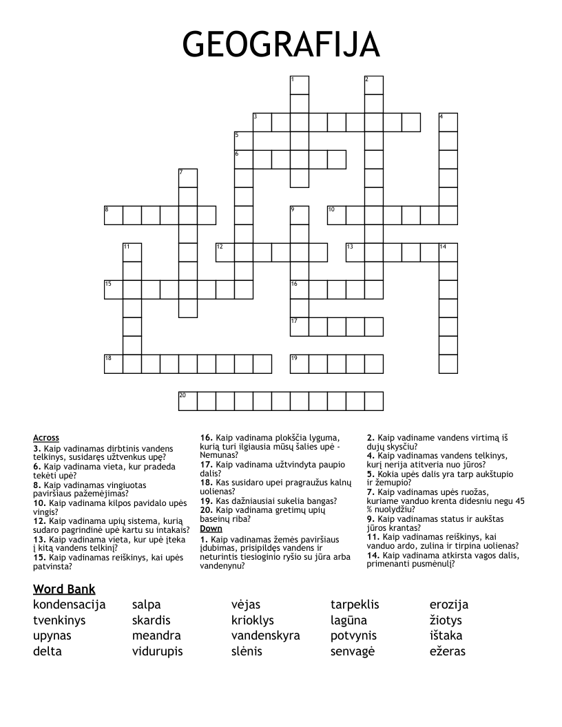 GEOGRAFIJA Crossword