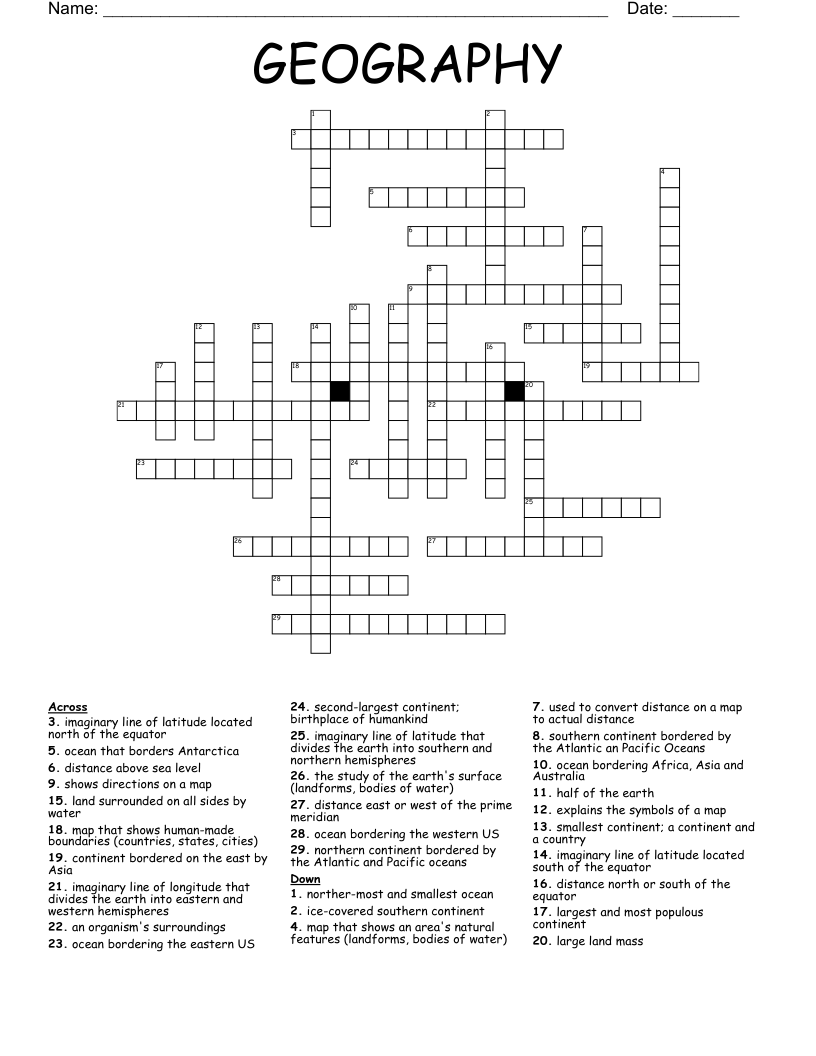GEOGRAPHY Crossword