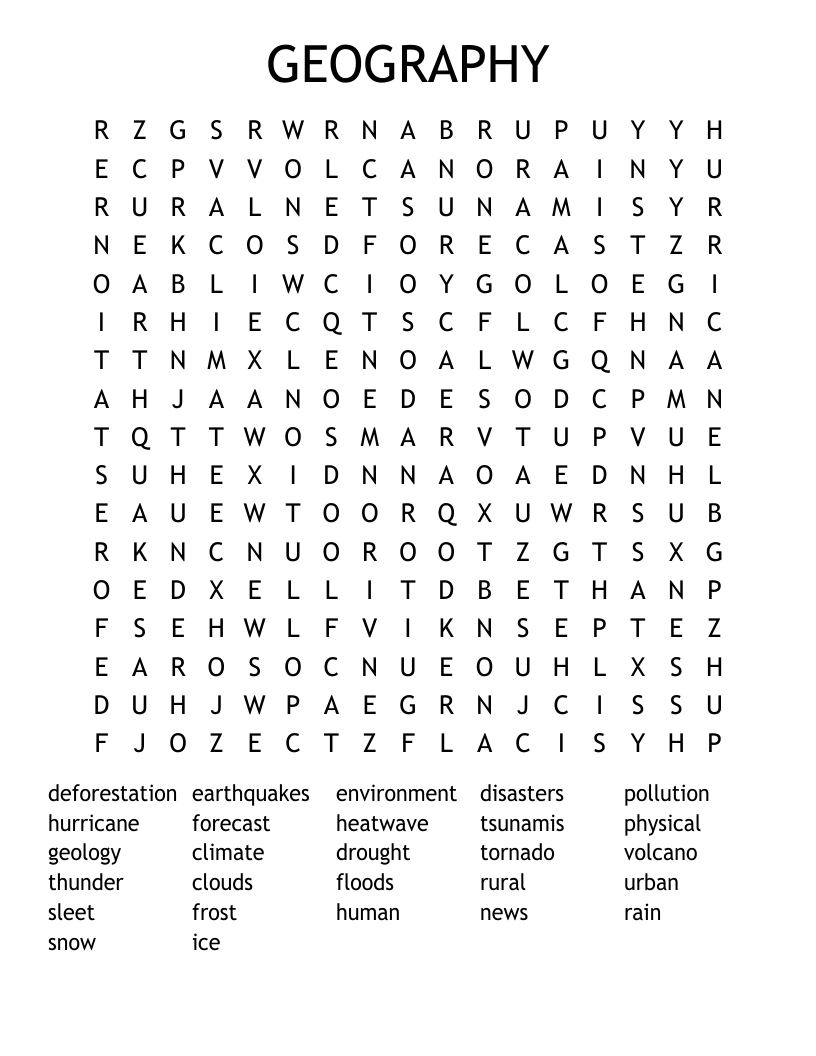 GEOGRAPHY Word Search