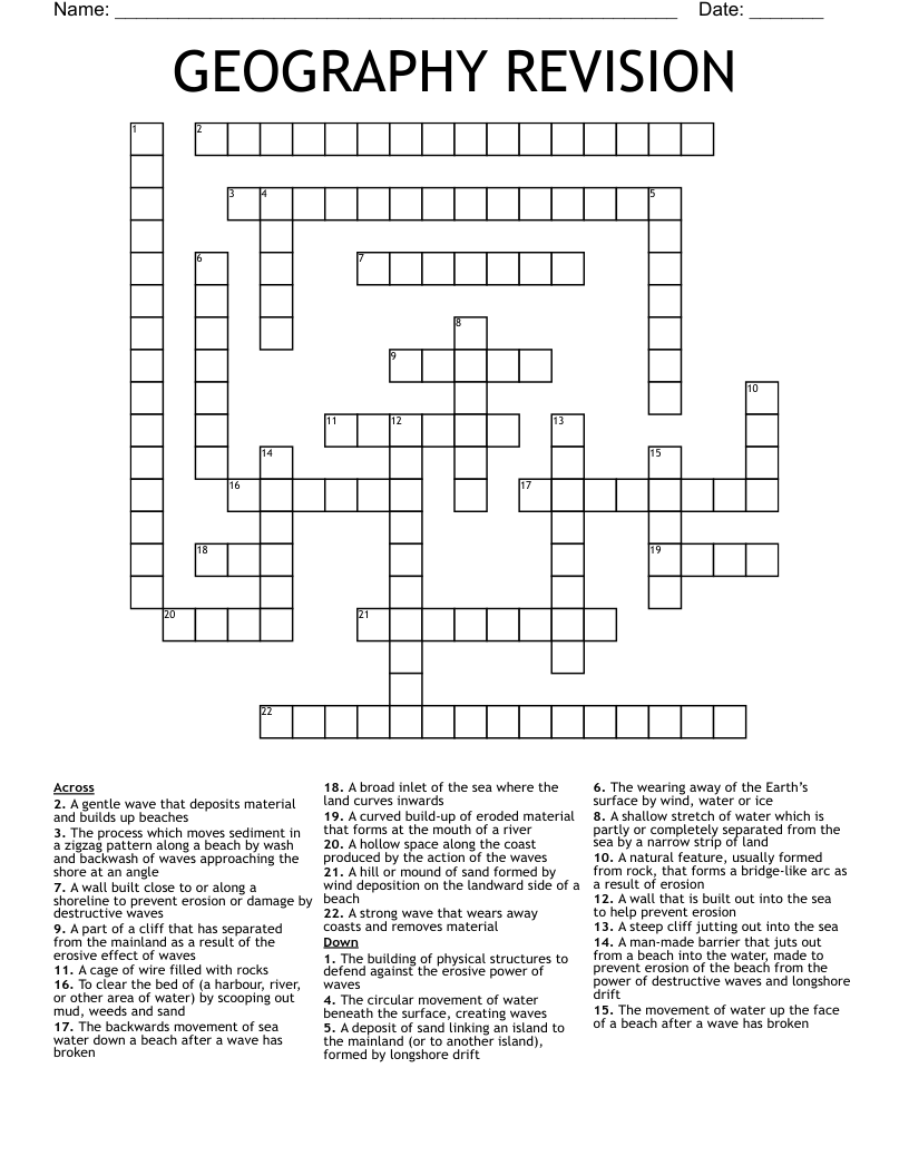 GEOGRAPHY REVISION Crossword