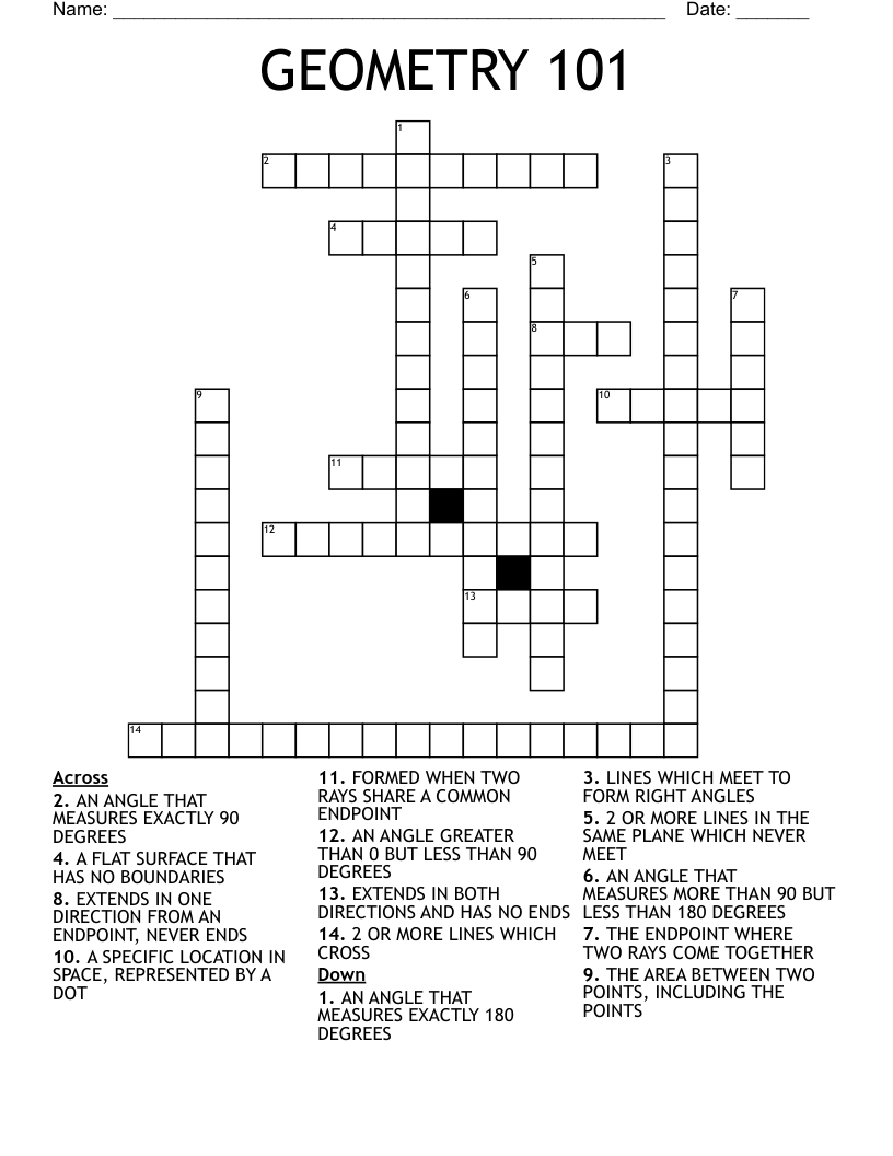 GEOMETRY 101 Crossword