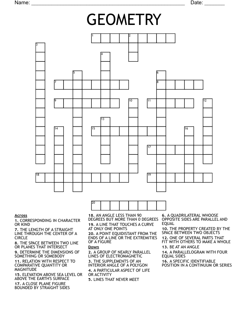 GEOMETRY Crossword