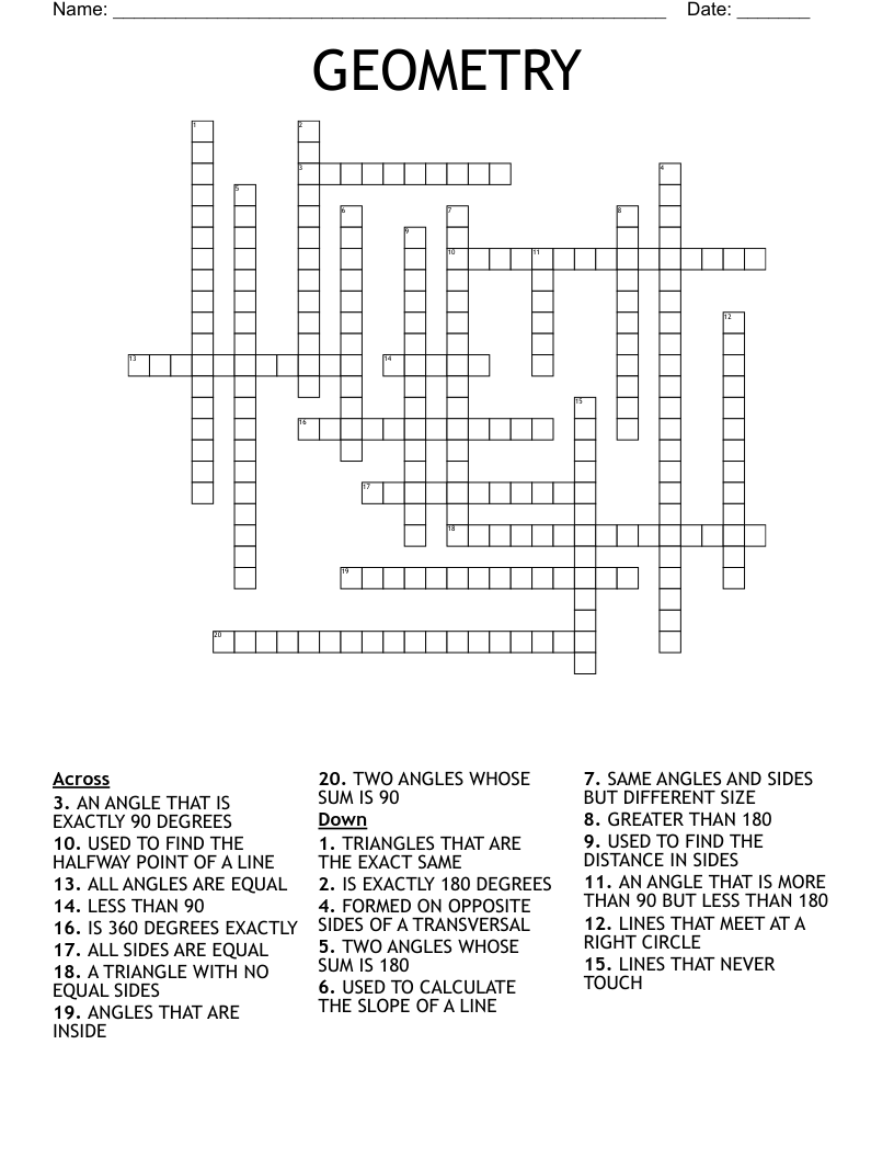 GEOMETRY Crossword