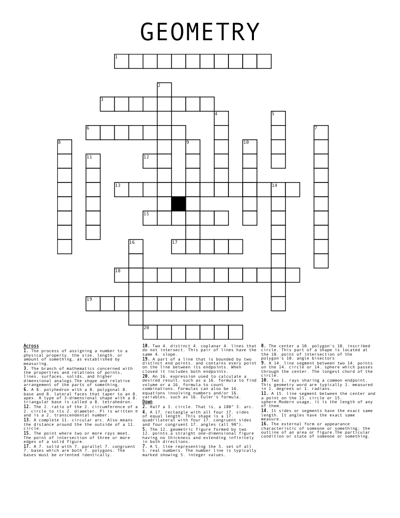 GEOMETRY Crossword