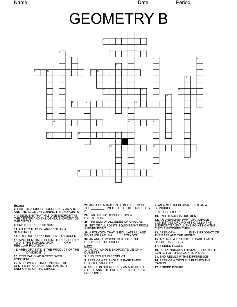 GEOMETRY B Crossword