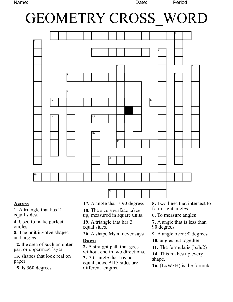 GEOMETRY CROSS_WORD Crossword