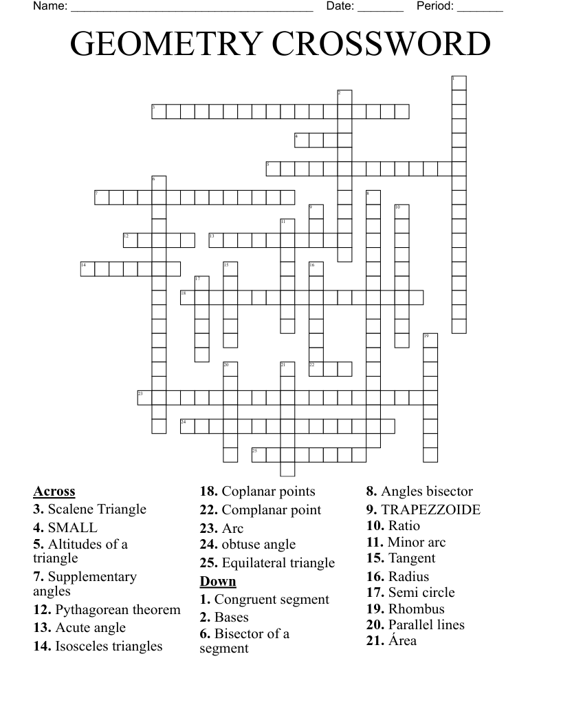 GEOMETRY CROSSWORD