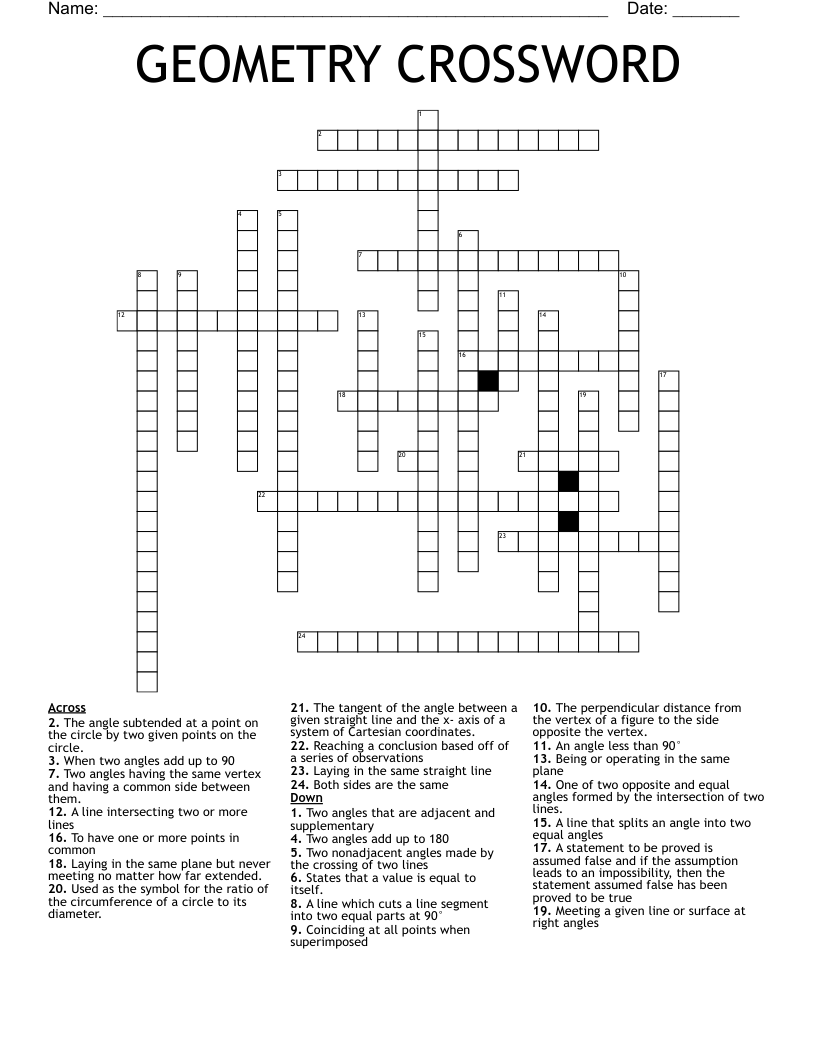 GEOMETRY CROSSWORD