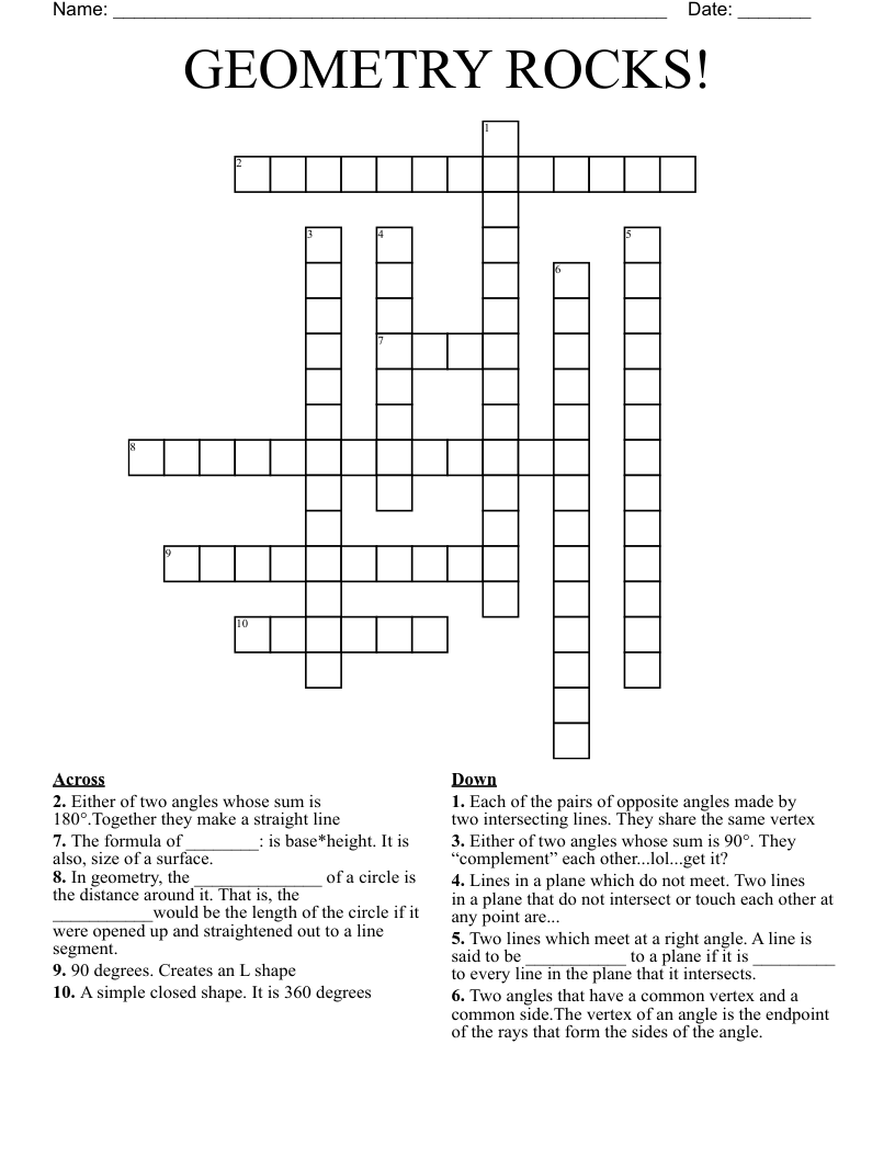 GEOMETRY ROCKS! Crossword