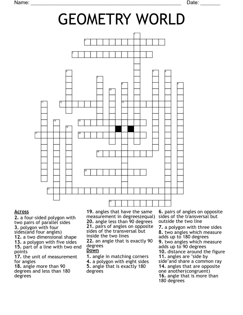 GEOMETRY WORLD Crossword