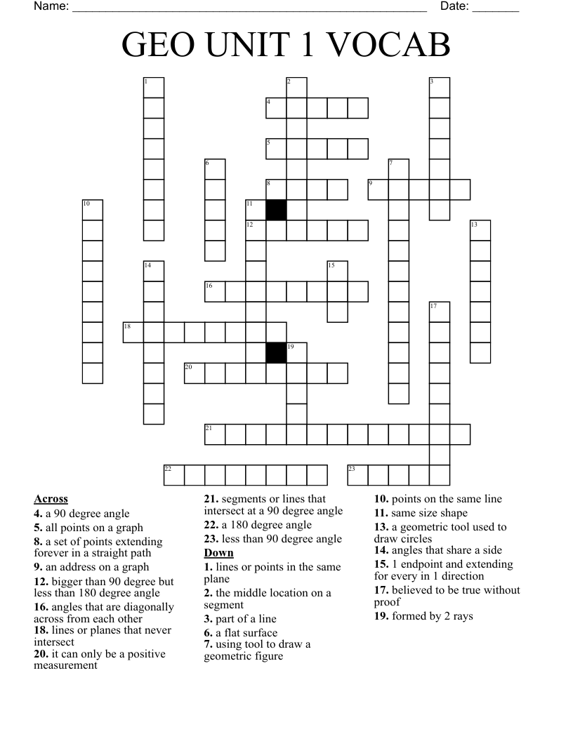 GEO UNIT 1 VOCAB Crossword