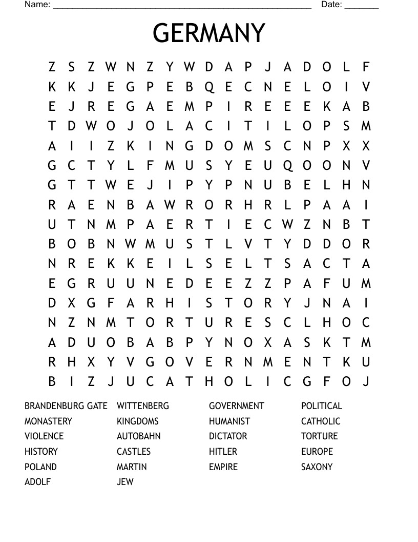 GERMANY Word Search