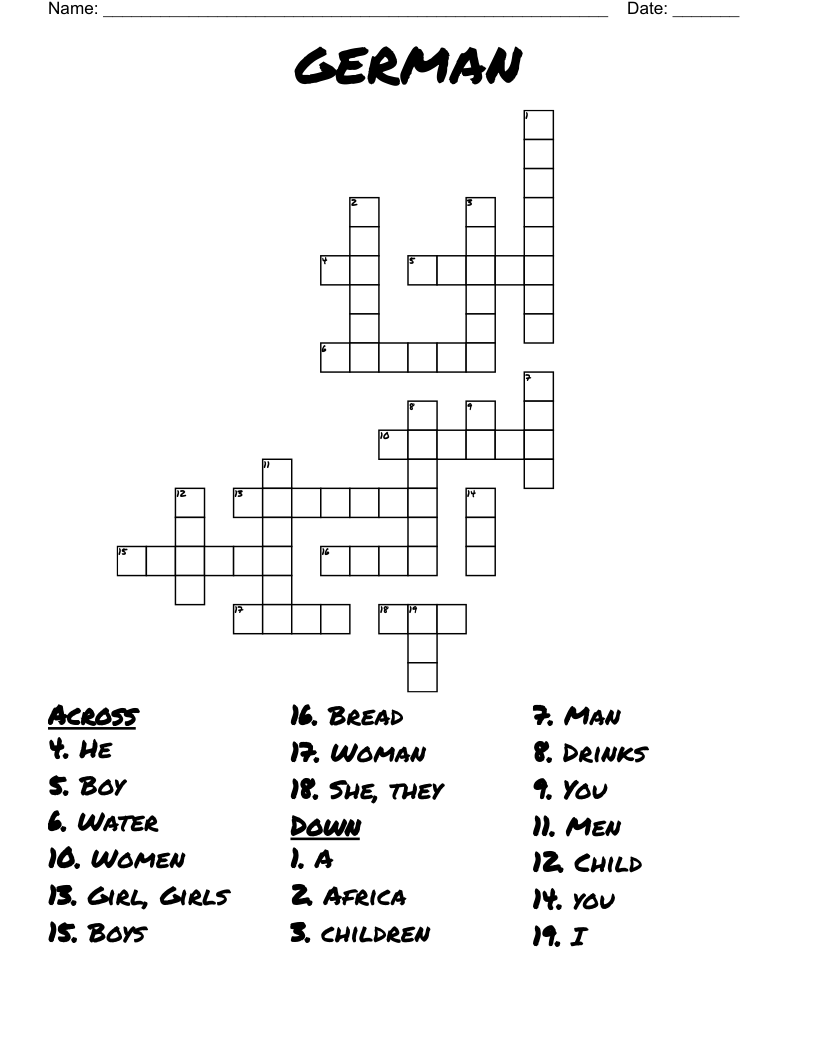 GERMAN Crossword