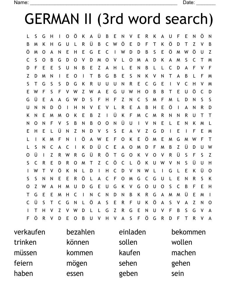 GERMAN II (3rd word search)