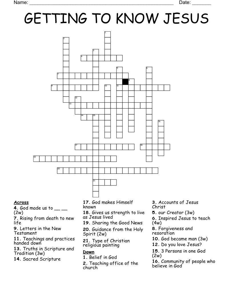 GETTING TO KNOW JESUS Crossword