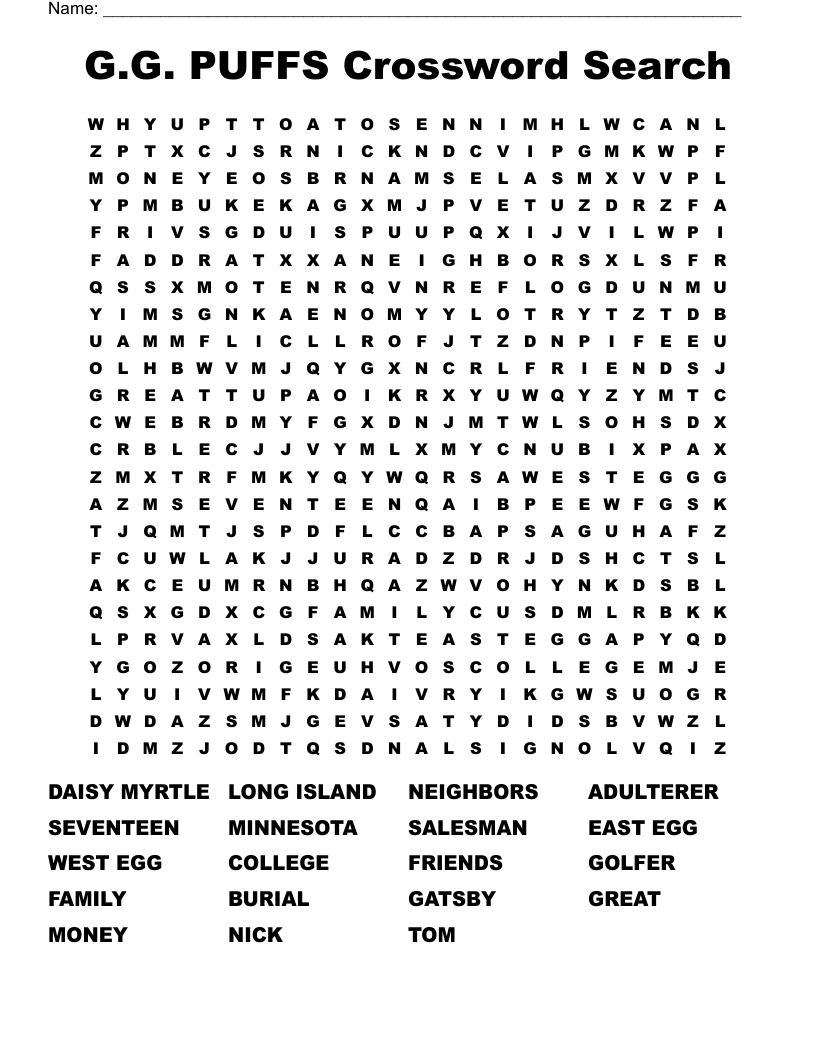 G.G. PUFFS Crossword Search