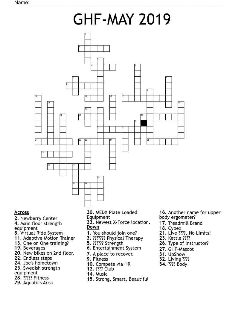 GHF-MAY 2019 Crossword