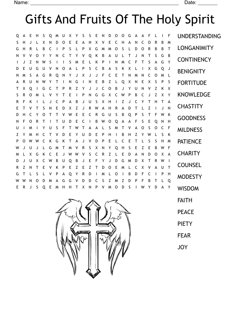 Gifts And Fruits Of The Holy Spirit Word Search