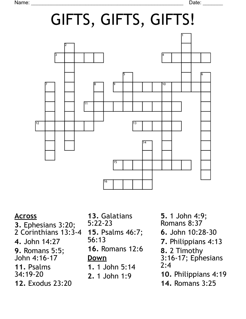 GIFTS, GIFTS, GIFTS! Crossword